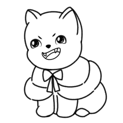 cat cartoon, outline sketch drawing kitten, cute little baby cat laughing happily