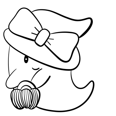 Spooky Halloween Ghost Floating with Pumpkin in Black White Lines