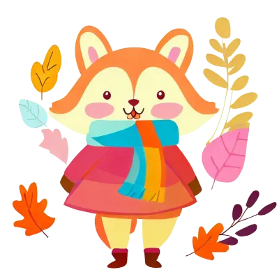 Cute Animals in the Autumn Forest Abstract Clipart