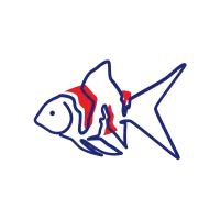exotic fish aquarium goldfish line art modern minimal logo design vector