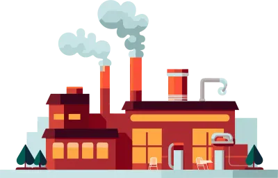 Industrial factory in flat style illustration