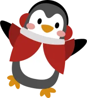 Christmas Penguin Wears Earmuffs and Coat
