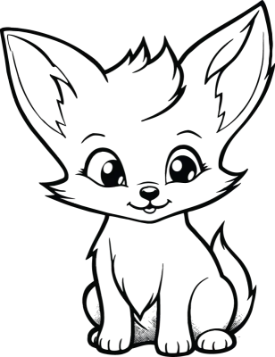 Cute Fox vector illustration - Animal coloring vector design
