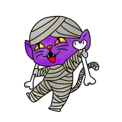 Purple cat mummie.