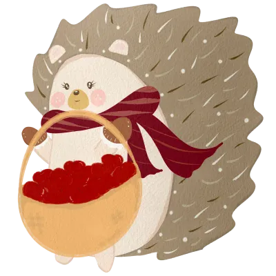 hedgehog with apples