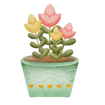 watercolor potted plant