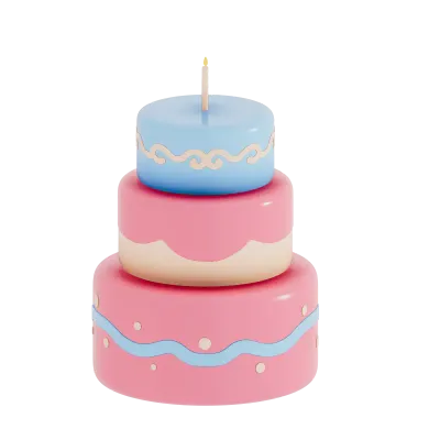 Birthday cake party element on transparent background, Colorful delicious desserts . 3D rendering