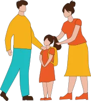 Simple Family are Standing Together Character Design Illustration