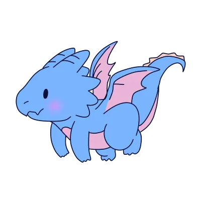 Cute blue dragon characters and illustrations