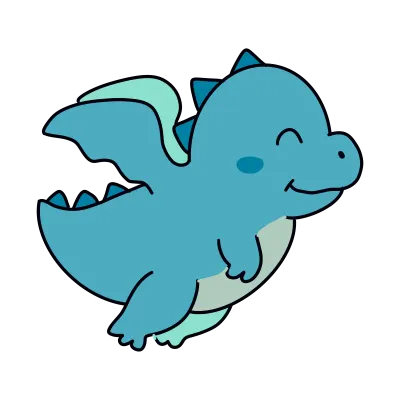 Cute blue dragon characters and illustrations