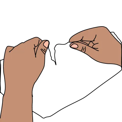 hand tearing paper