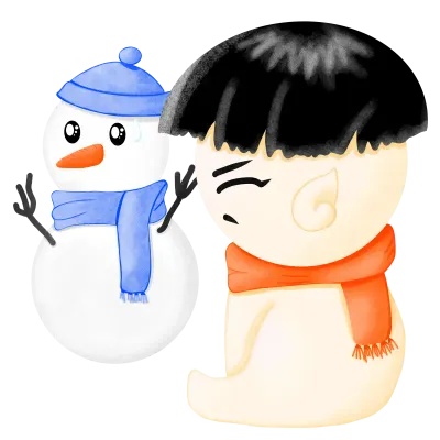 chibi fairy little boy and snowman