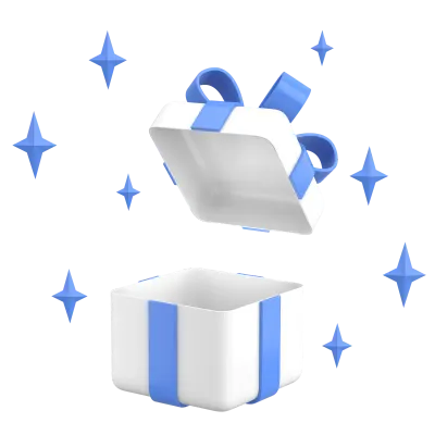 Opened gift box. 3D gift box. 3D illustration.