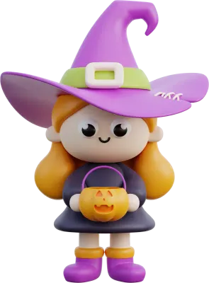 3d Halloween cute little witch