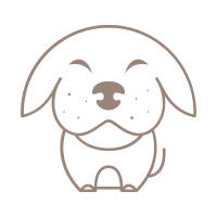 line cute dog smile fat logo design, vector graphic symbol icon illustration creative idea