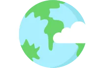 earth with clouds icon illustration