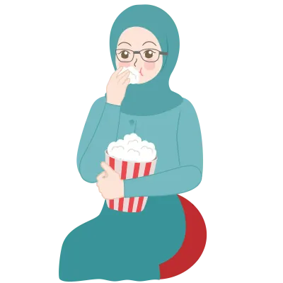 hijab girl eating popcorn