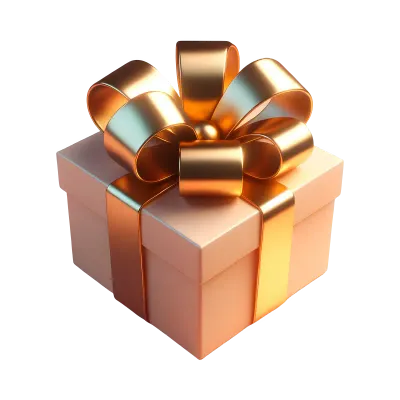 3D Gift Box with Golden Bow