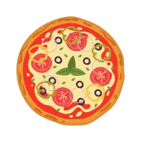 Tasty italian pizza flat illustration