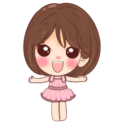 little girl, cartoon, cute, short hair, pink dress, full body, many poses,