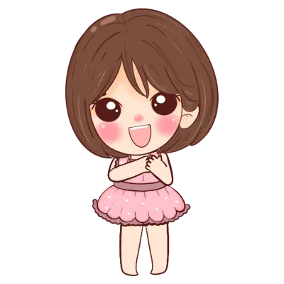 little girl, cartoon, cute, short hair, pink dress, full body, many poses,