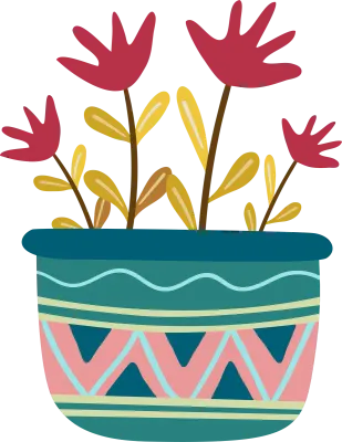 Set of flower in vase for interior design