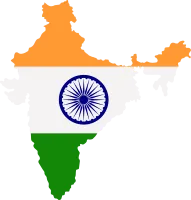 Map of India with Orange White Green Indian National Flag Inside in Flat Style