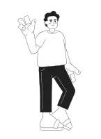 Joyful man monochromatic flat character