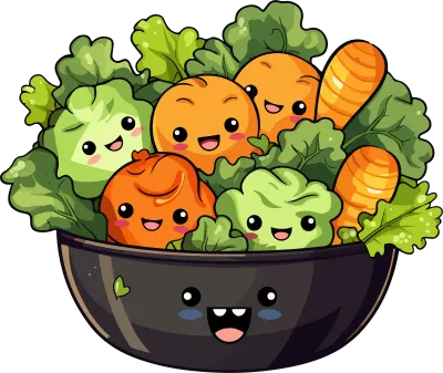 Cute Salad in cartoon style