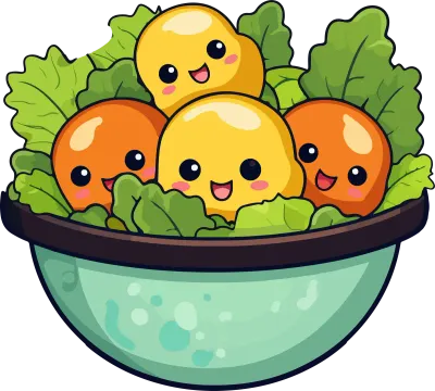 Cute Salad in cartoon style