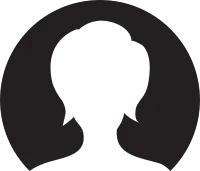 Silhouette Woman Head in Circle Button