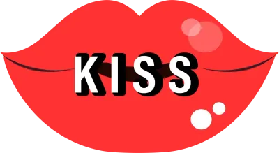woman red lip with text kiss