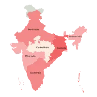 Map of India administrative regions. Indian map.