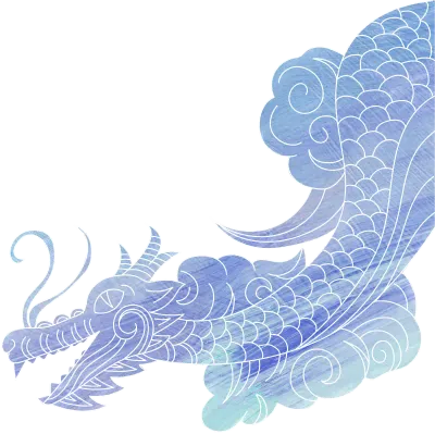 전통적인 푸른 용 일러스트