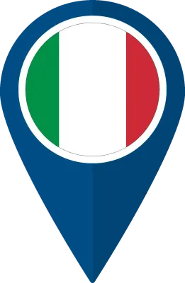 Flag of Italy flag on map pinpoint icon isolated