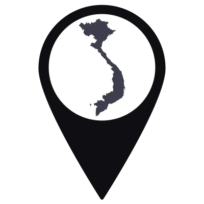 Pointer or pin location with Vietnam map inside. Map of Vietnam