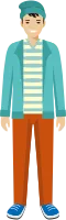 Cute Teenager Boy Icon in Flat Style
