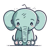 Cute cartoon elephant. Vector illustration. Isolated on white background.