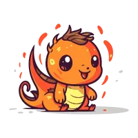 Cute cartoon dragon. Vector illustration. Isolated on white background.