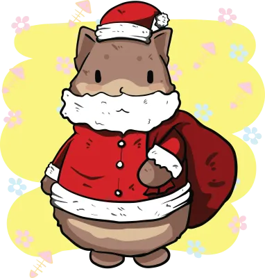 Brow cat santa and gift bag png