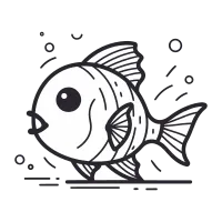 Vector illustration of a cute cartoon fish. Isolated on white background.