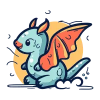 Cute kangaroo with wings. Vector illustration. Isolated on white background.