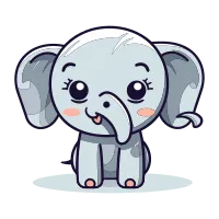 Cute cartoon elephant. Vector illustration isolated on a white background.