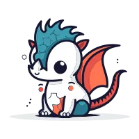 Funny cartoon dragon. Cute animal character. Vector illustration.