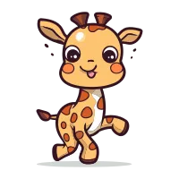 Cute cartoon giraffe. Vector illustration isolated on white background.