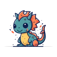 Cute cartoon dragon. Vector illustration. Isolated on white background.