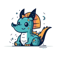Cute little dinosaur. Vector illustration in flat cartoon style. Isolated on white background.