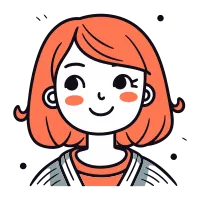 Cute little girl with red hair. Vector illustration in a flat style.