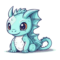 Cute blue dragon cartoon isolated on white background. Vector illustration.