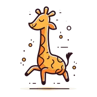 Giraffe flat line icon. Cute animal vector illustration.